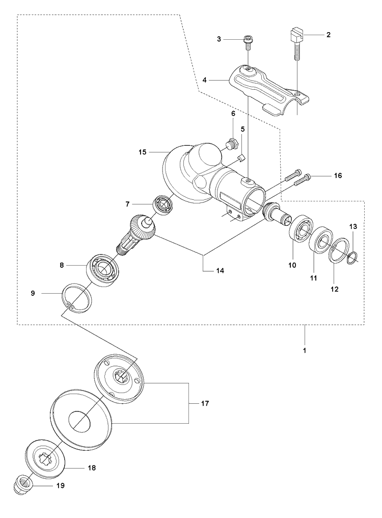 Bevel Gear Diagram and Parts List for 241R 20144900001-Current Husqvarna Brush Cutter