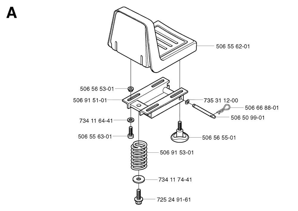 Seat Diagram and Parts List for R13BIO 2003-01 Husqvarna Lawn Tractor