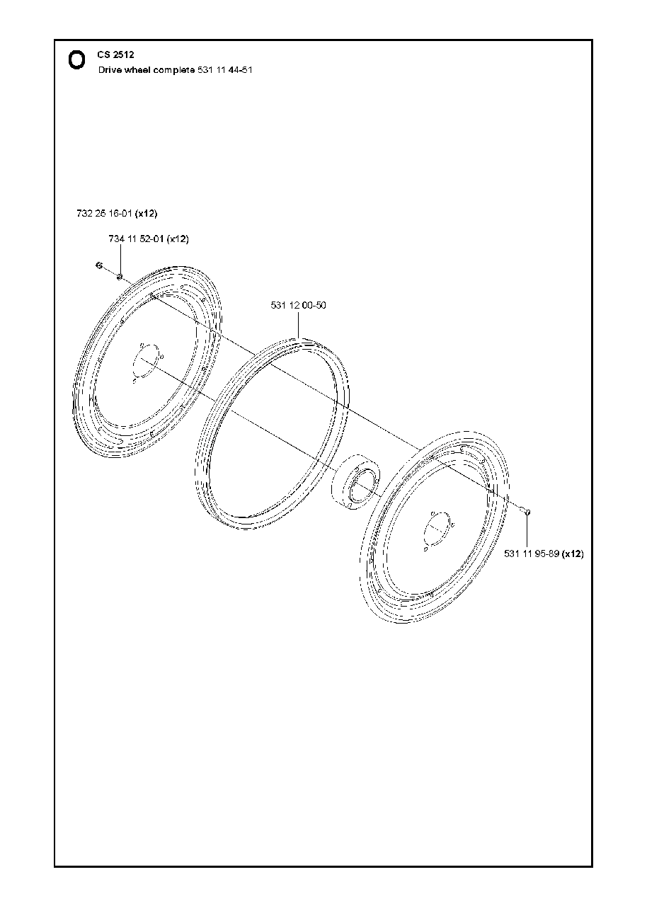 Wheels And Tires Diagram and Parts List for CS2512 (1301 & Above)(2013-04) Husqvarna Circular Saw