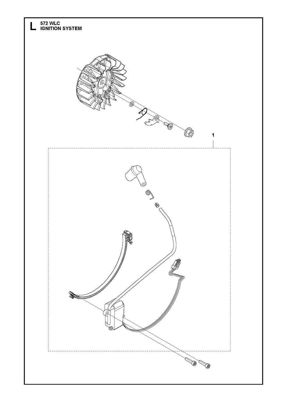 Ignition System Diagram and Parts List for 572WLC  Husqvarna Lawn Tractor Accessories