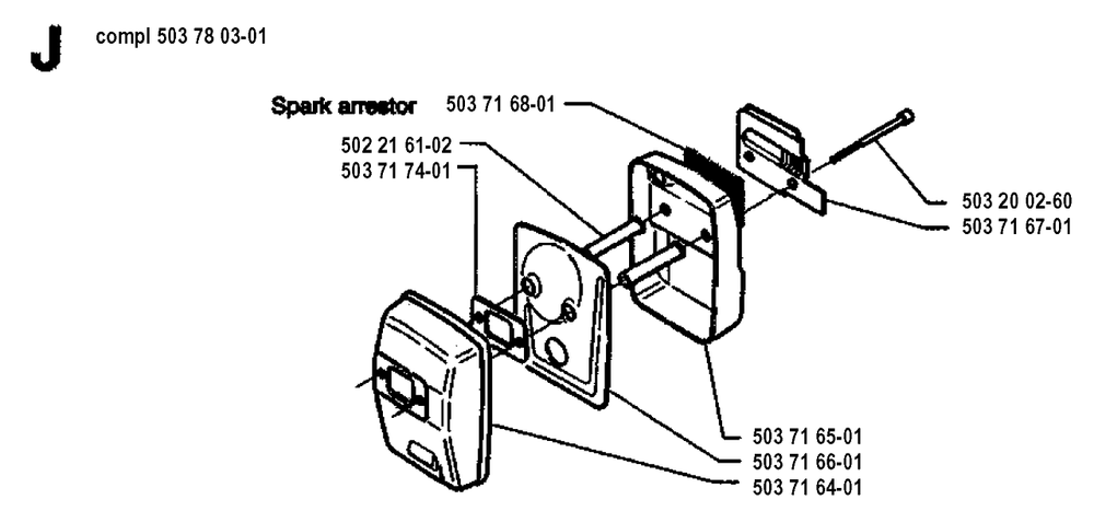 Muffler Diagram and Parts List for 225RD 19942300001 - 19951000000 Husqvarna Trimmer