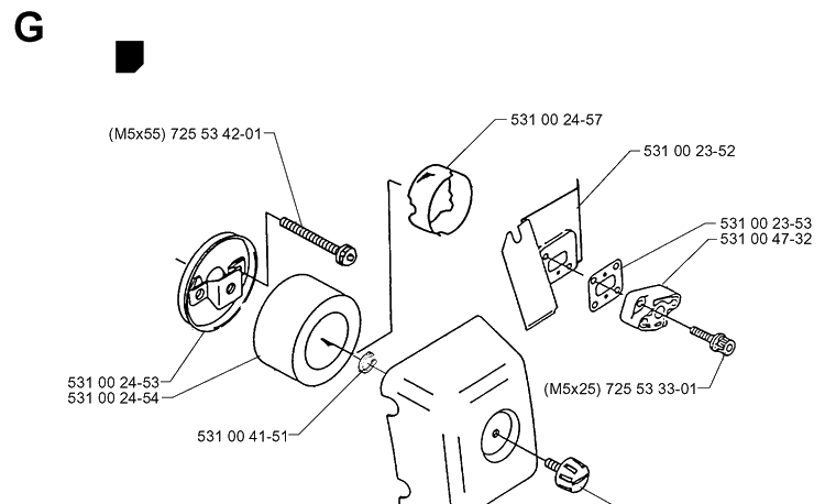 Air Filter Diagram and Parts List for 132R 19994000001-20050100000 Husqvarna Brush Cutter
