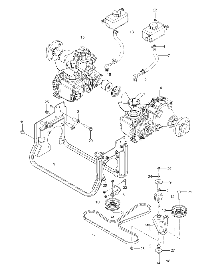 Hydraulic Pump - Motor Diagram and Parts List for Z560X (96766970100)(2017-06) Husqvarna Lawn Mower