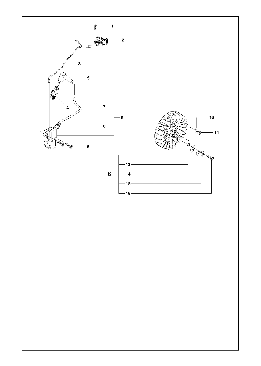Ignition System Diagram and Parts List for K970II 2014-02 Husqvarna Circular Saw
