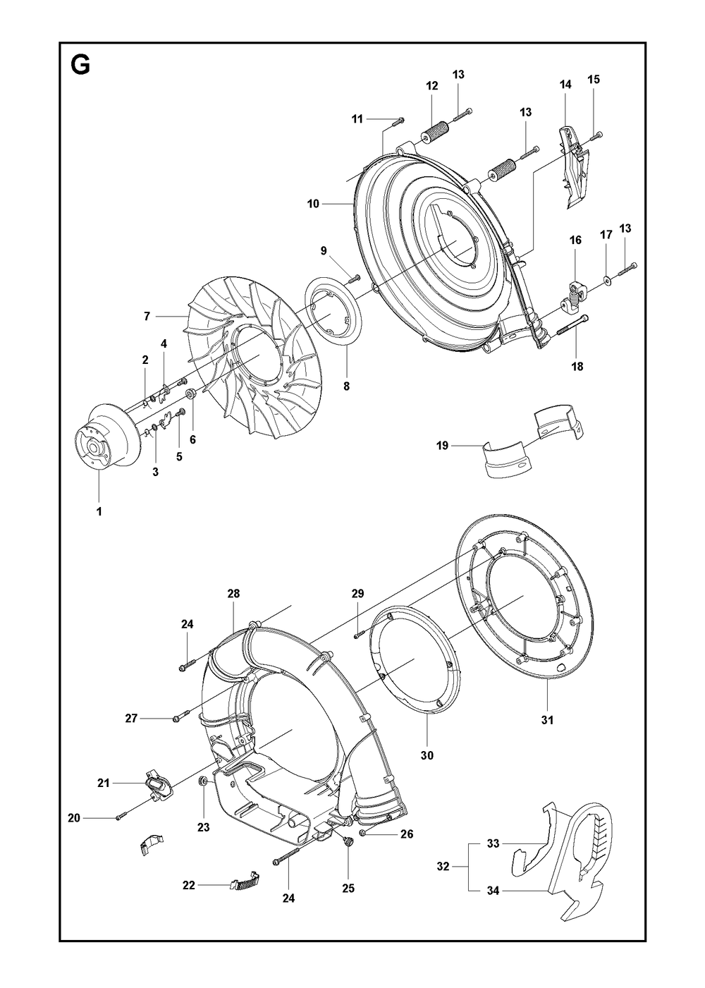 Fan Diagram and Parts List for 356BF (X-SERIES)(20144900001-Current) Husqvarna Leaf Blower / Vacuum