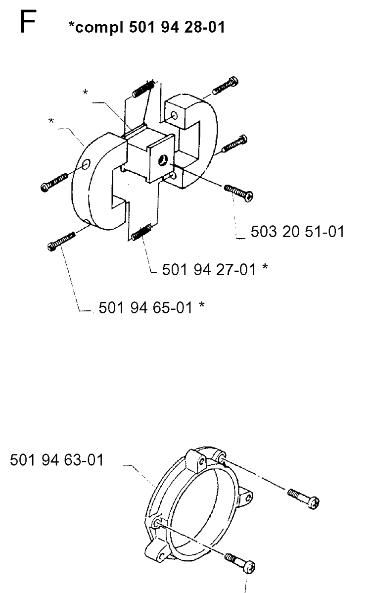 Clutch Diagram and Parts List for 16H 1990-02 Husqvarna Hedge Trimmer