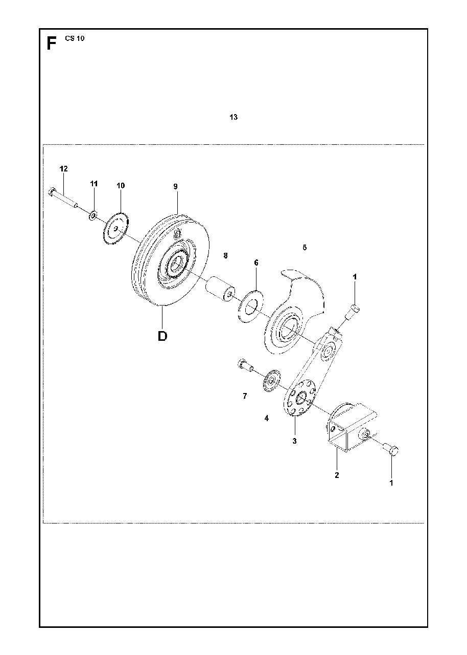 Adjustable Guide Wheel Diagram and Parts List for CS10 2012-11 Husqvarna Circular Saw