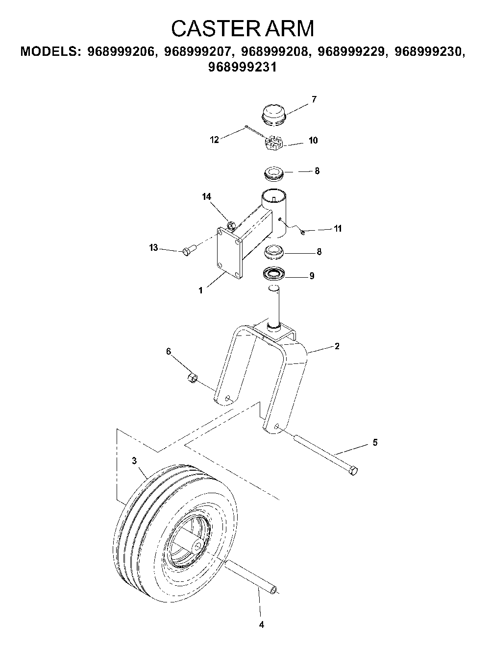 Casters Diagram and Parts List for IZ5223KOA (968999208)(2004-09) Husqvarna Lawn Tractor