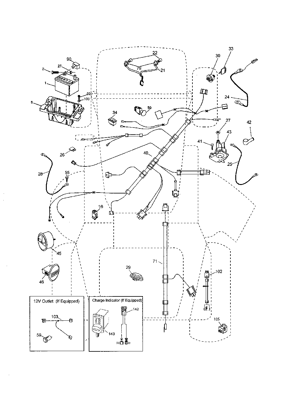Electrical Diagram and Parts List for YT42CS-96043022200  Husqvarna Lawn Tractor