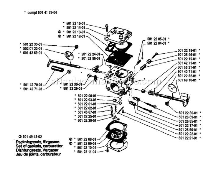 Page B Diagram and Parts List for 77 1981-09 Husqvarna Chainsaw
