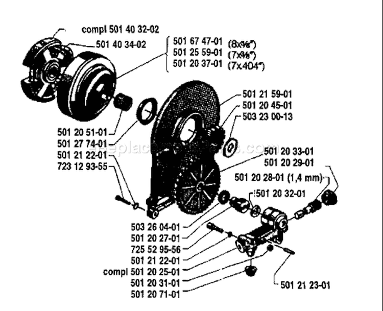 Page H Diagram and Parts List for 77 1981-09 Husqvarna Chainsaw