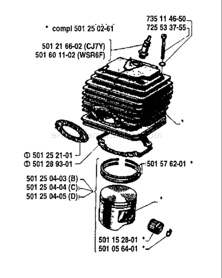 Page I Diagram and Parts List for 77 1981-09 Husqvarna Chainsaw