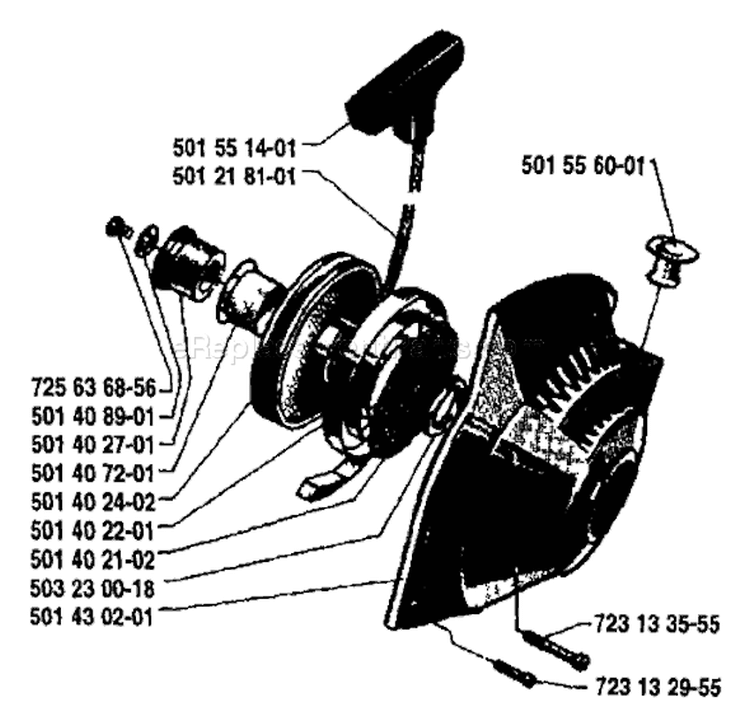 Page J Diagram and Parts List for 77 1984-03 Husqvarna Chainsaw