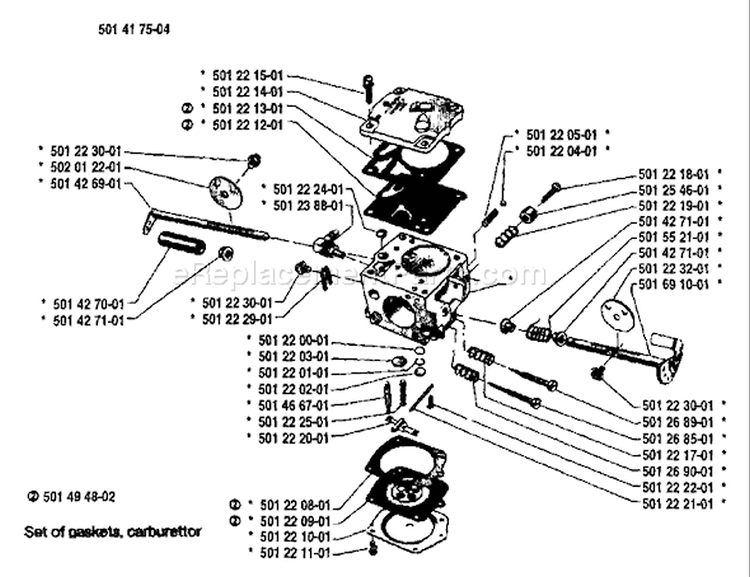 Page B Diagram and Parts List for 77 1984-03 Husqvarna Chainsaw