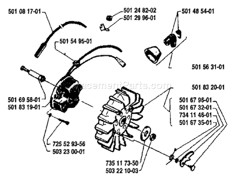 Page F Diagram and Parts List for 77 1984-03 Husqvarna Chainsaw