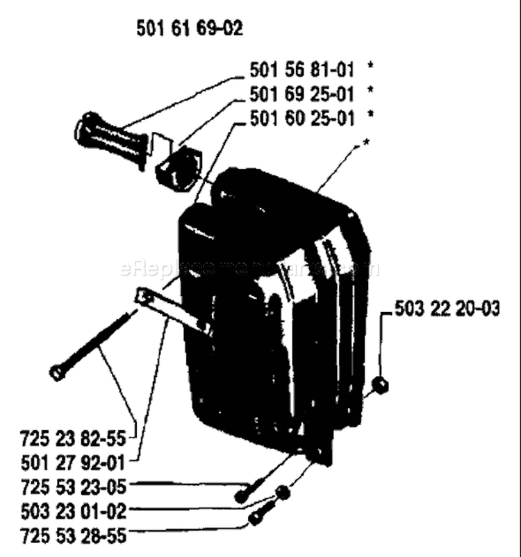 Page G Diagram and Parts List for 77 1984-03 Husqvarna Chainsaw