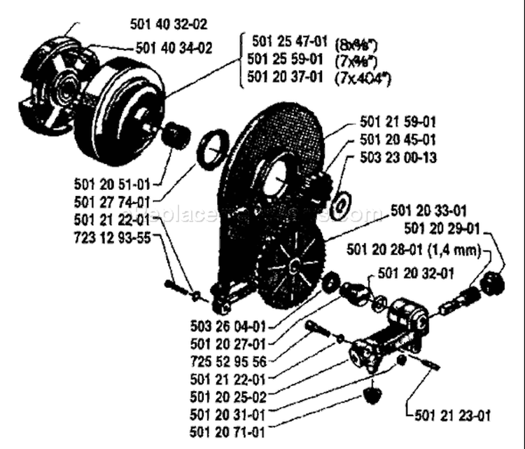 Page H Diagram and Parts List for 77 1984-03 Husqvarna Chainsaw