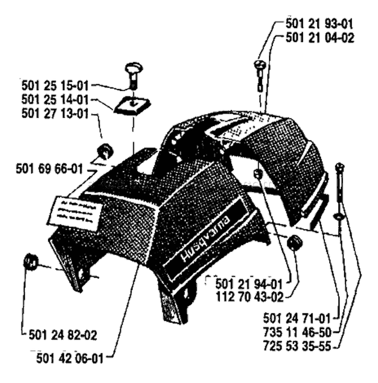Page K Diagram and Parts List for 77 1987-12 Husqvarna Chainsaw