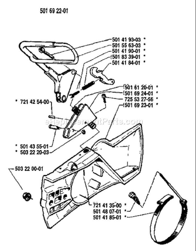 Page C Diagram and Parts List for 77 1987-12 Husqvarna Chainsaw
