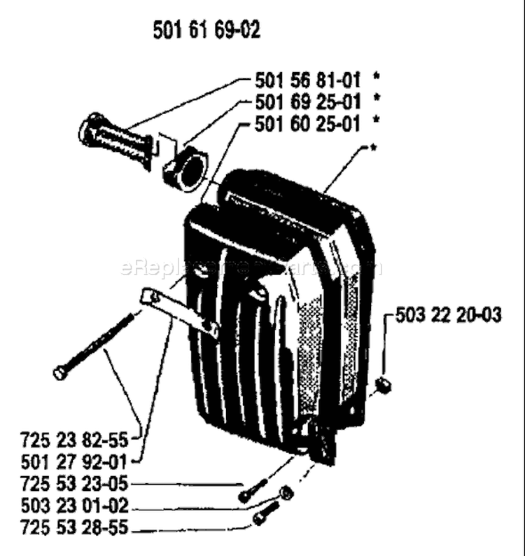 Page G Diagram and Parts List for 77 1987-12 Husqvarna Chainsaw