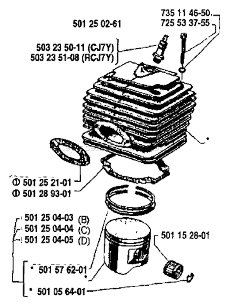 Page I Diagram and Parts List for 77 1987-12 Husqvarna Chainsaw
