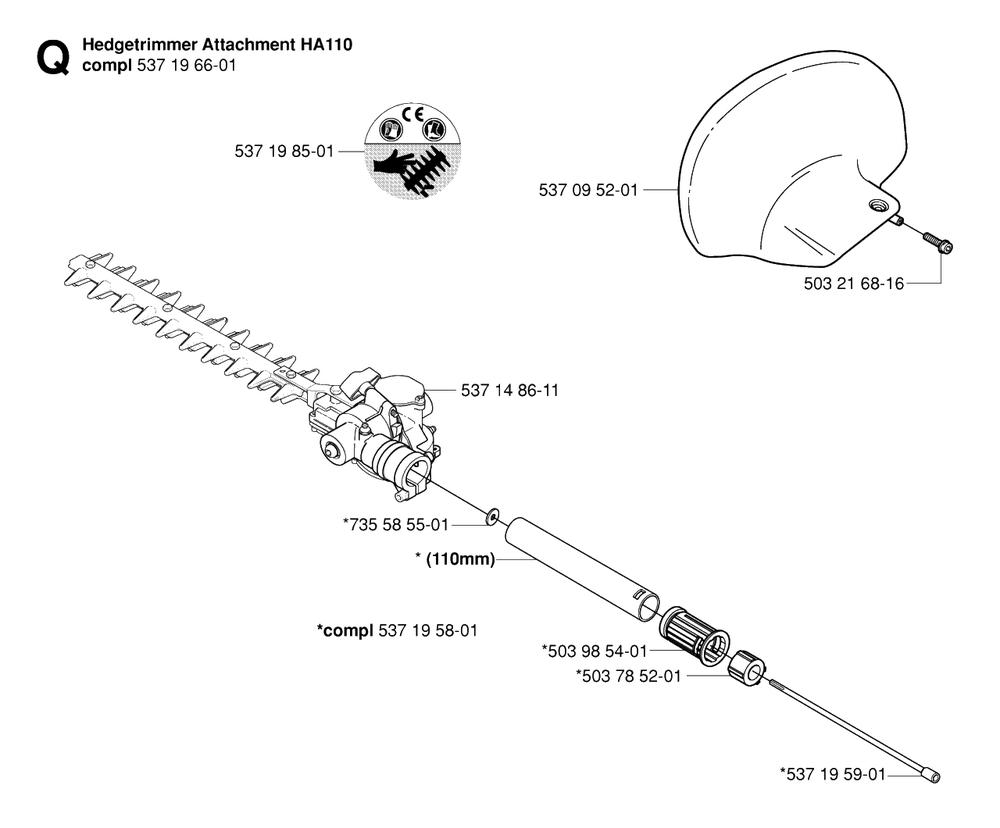Attachments 2 Diagram and Parts List for 325HE3X 20050600001 - 20054000000 Husqvarna Hedge Trimmer