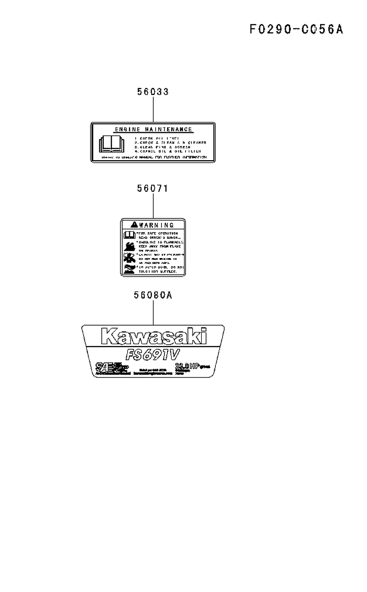Decals Diagram and Parts List for FS691V-BS19 2017-09 Husqvarna Engine