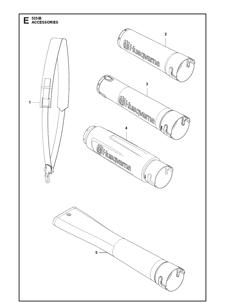 Accessories Diagram and Parts List for 525IB  Husqvarna Leaf Blower / Vacuum