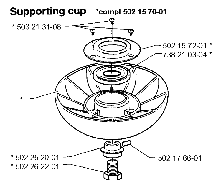 Supporting Cup Diagram and Parts List for 19951400001-19961400000  Husqvarna Edger
