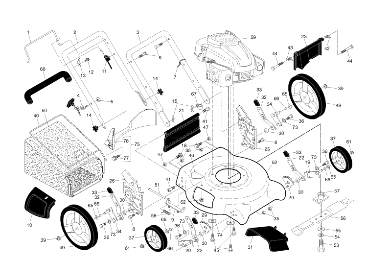 Product Complete Diagram and Parts List for 6021P (917384511)(2010-03) Husqvarna Lawn Mower
