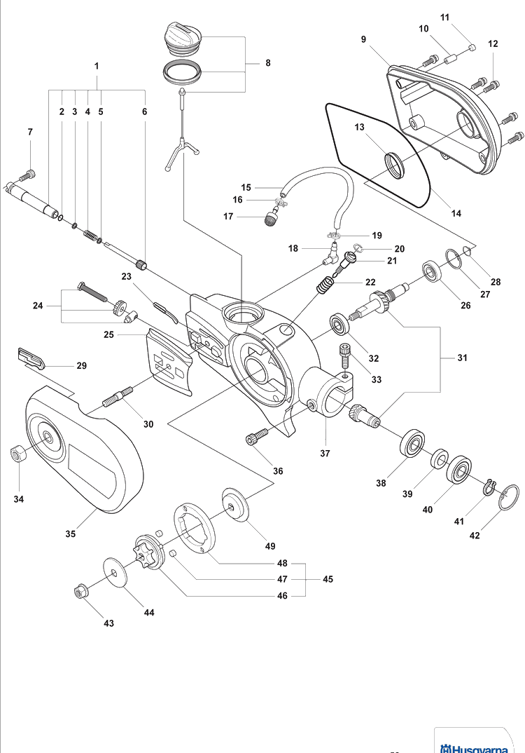 Gearhead Parts Diagram and Parts List for 326P5X 2008-03 Husqvarna Pole Saw