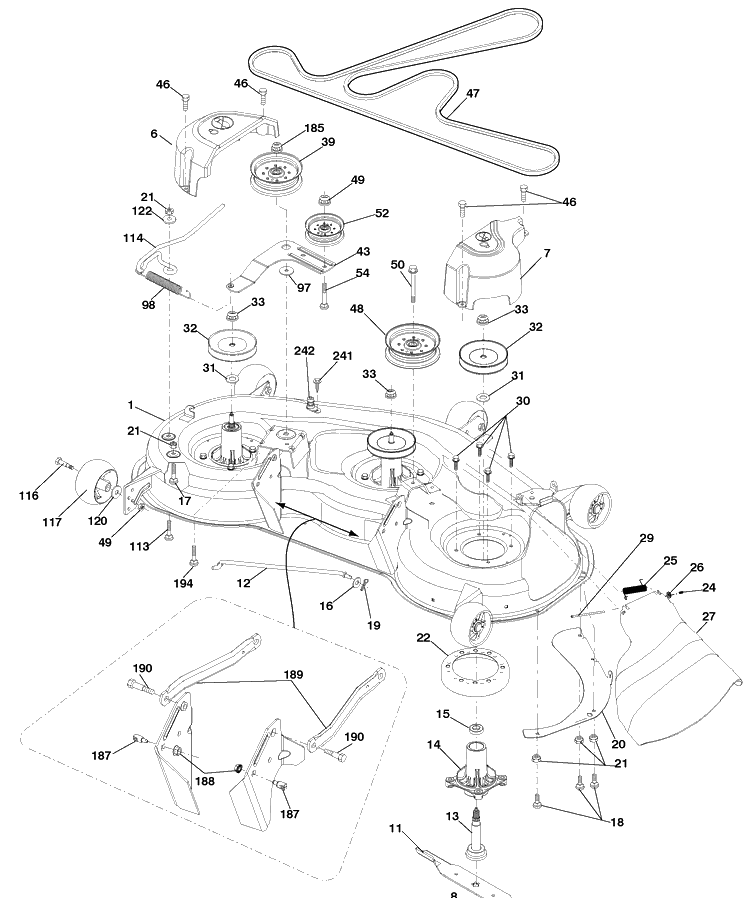 Mower Deck Diagram and Parts List for YTH23V48 (96045008600)(2010-01) Husqvarna Lawn Mower