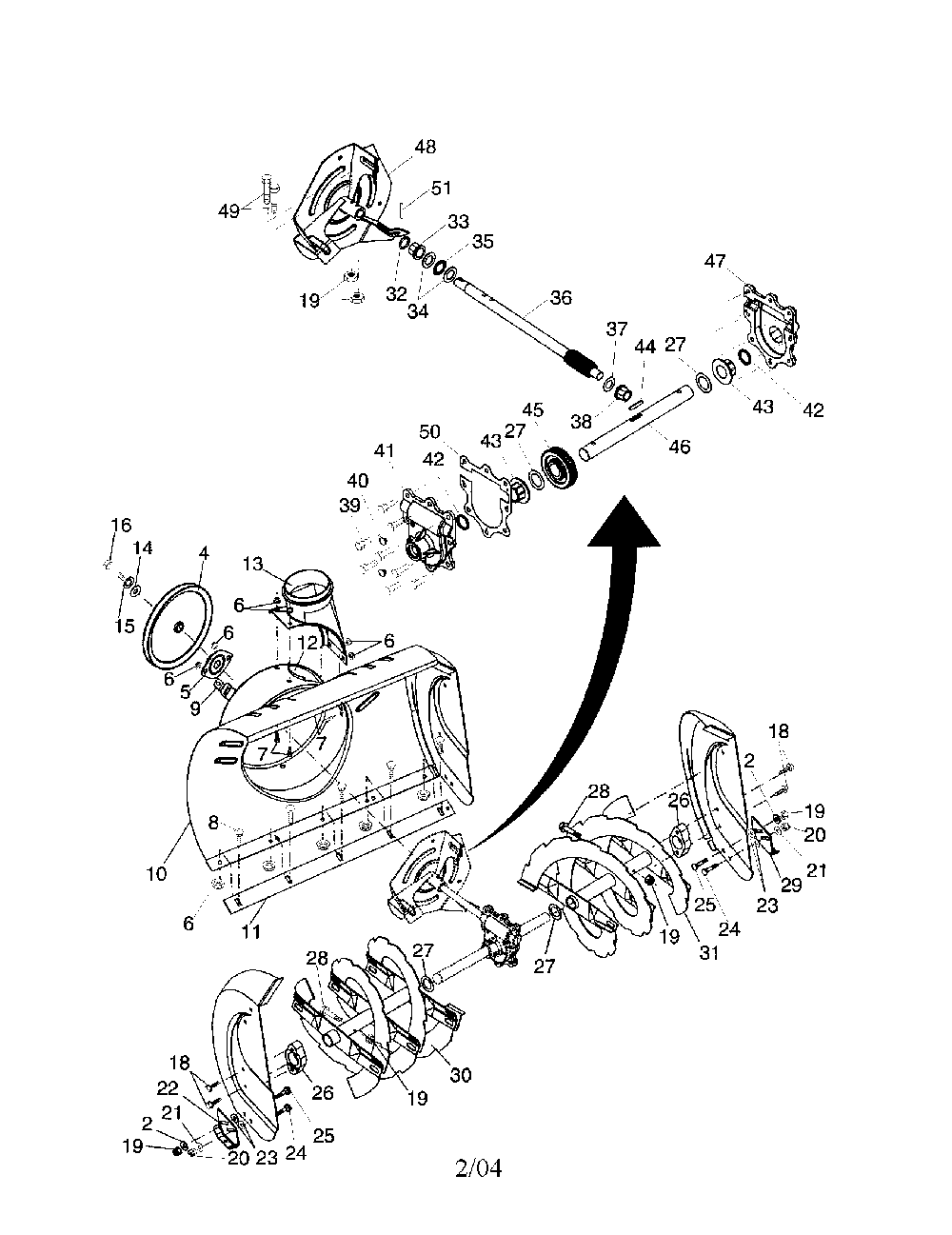 Auger housing/impeller Diagram and Parts List for HL8527STEA  Husqvarna Snow Blower