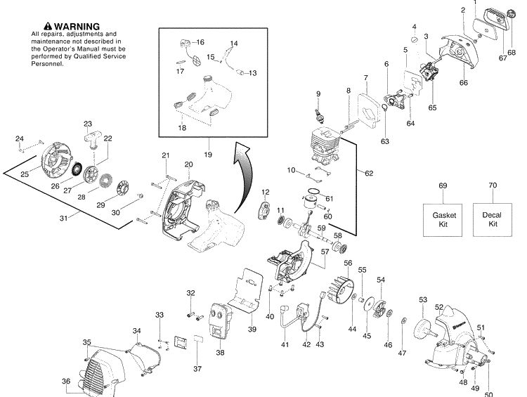 Engine Diagram and Parts List for 128LD (545192138)(2009-08) Husqvarna Trimmer