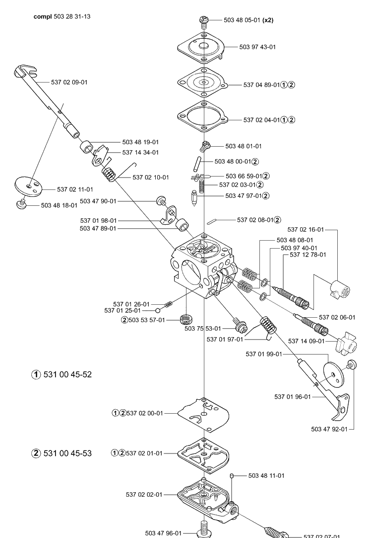 Carburetor Parts (Zama C1q-El14) Diagram and Parts List for HA850 2004-01 Husqvarna Hedge Trimmer