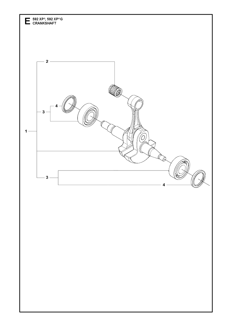 Crankshaft Diagram and Parts List for 592XP 592 XP-G Husqvarna Chainsaw