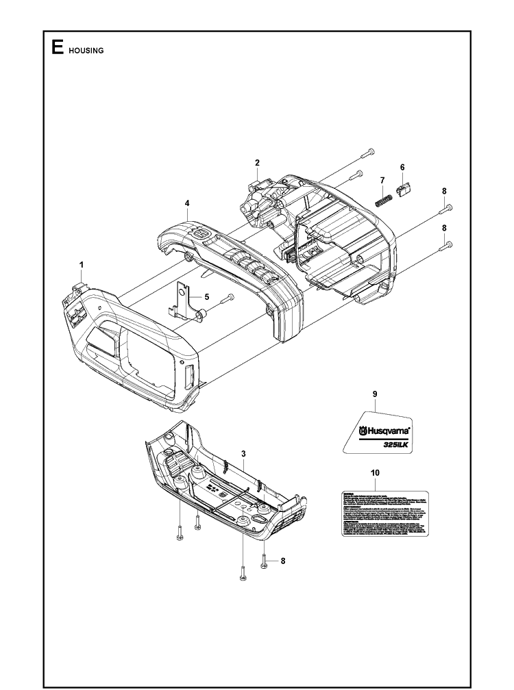 Housing Diagram and Parts List for 325ILK  Husqvarna Edger
