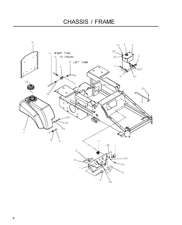 Chassis Upper Diagram and Parts List for IZ5223 (968999707)(2007-09) Husqvarna Lawn Mower