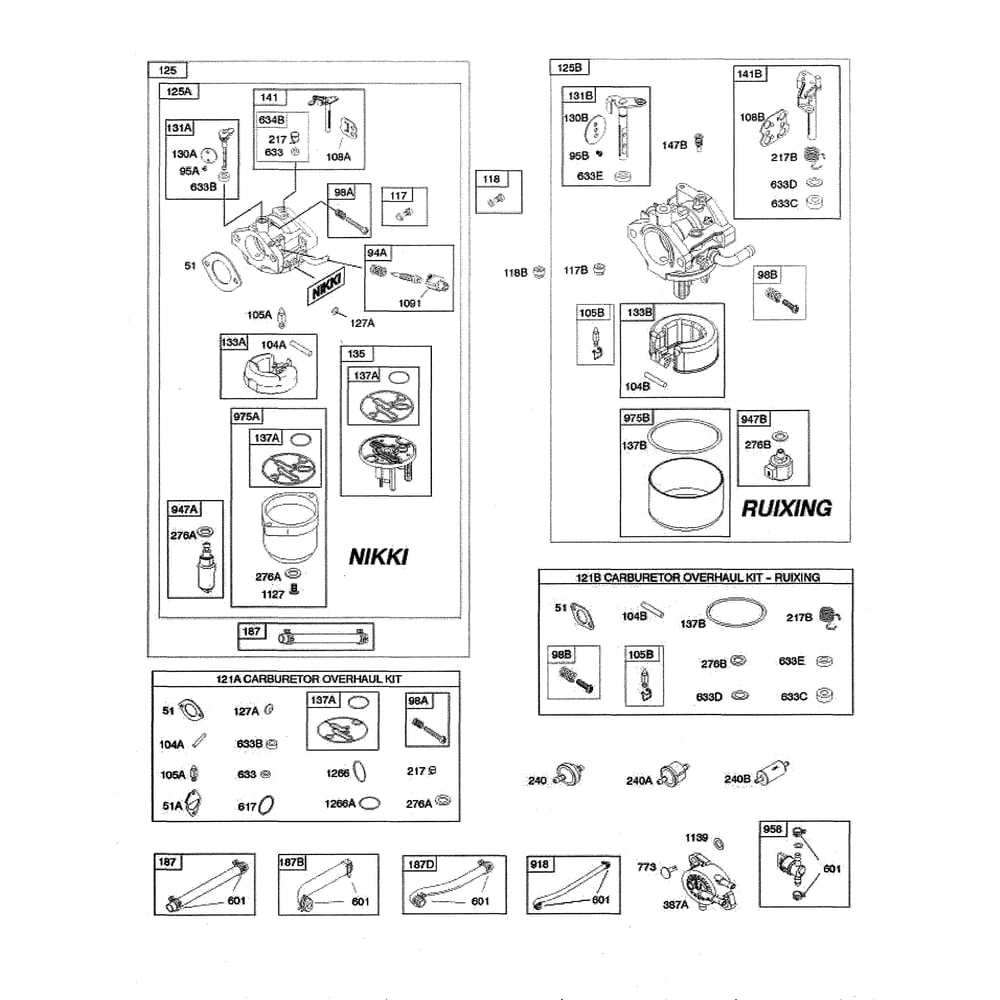 Engine >> Carburetor/Overhaul Kit Diagram and Parts List for 917223830  Husqvarna Lawn Tractor
