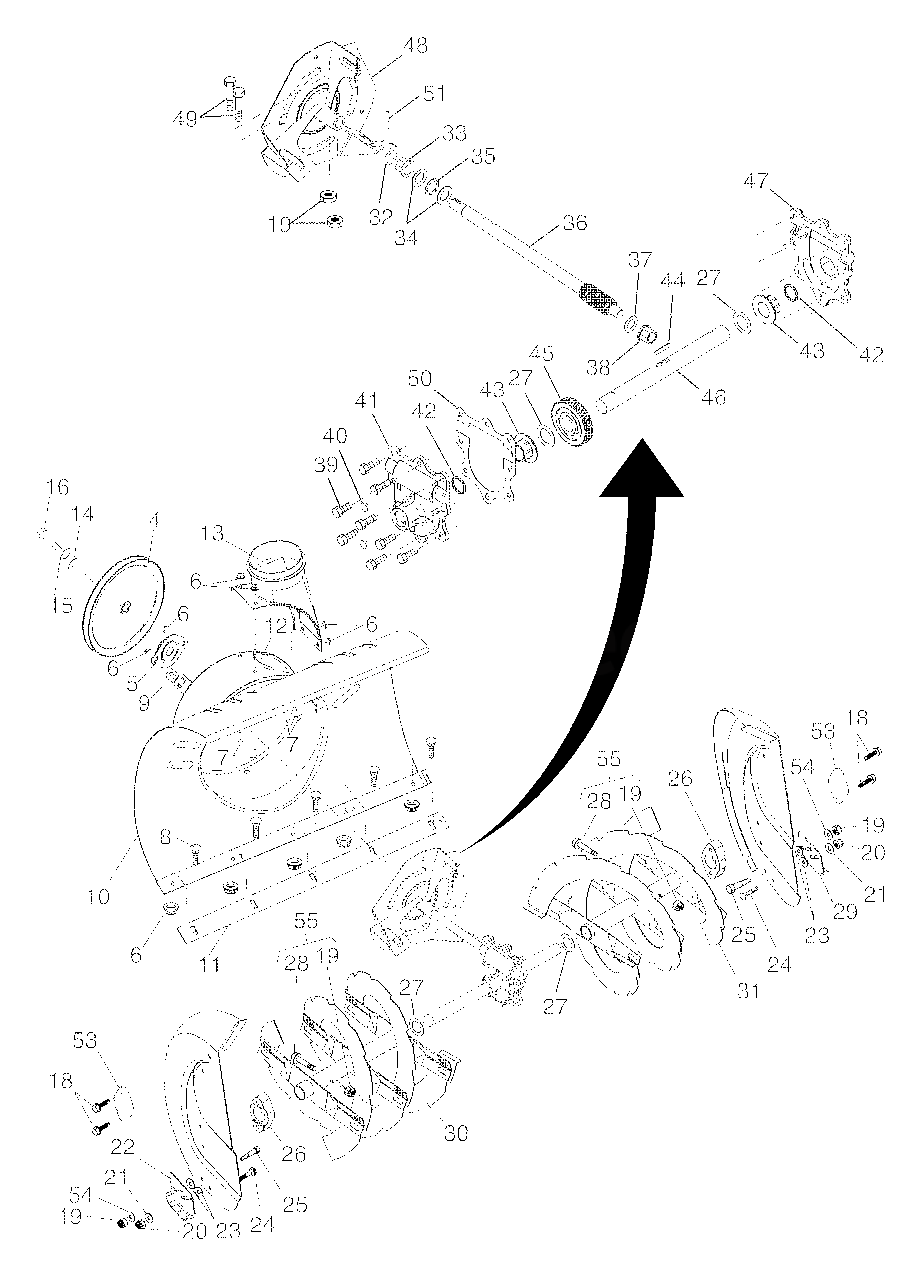 Auger Housing / Impeller Assembly Diagram and Parts List for 8524STE (954224194-A)(2004-08) Husqvarna Snow Blower