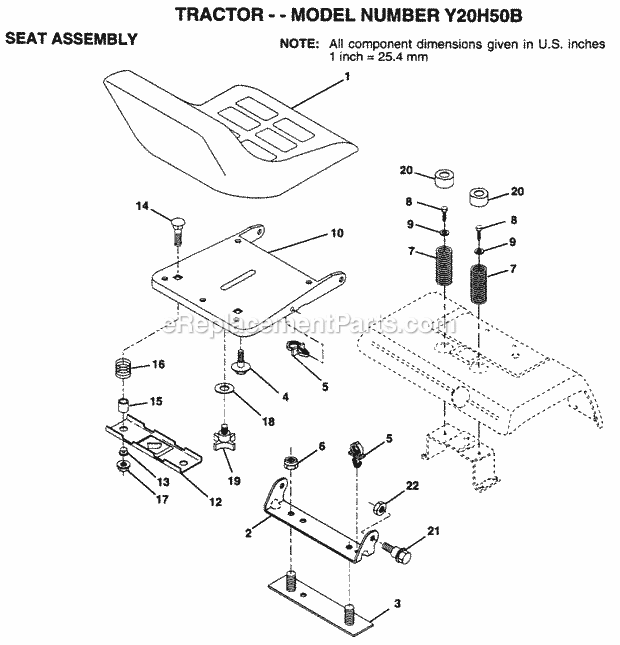 Mower Deck Diagram and Parts List for Y20H50B 1995 Husqvarna Lawn Tractor