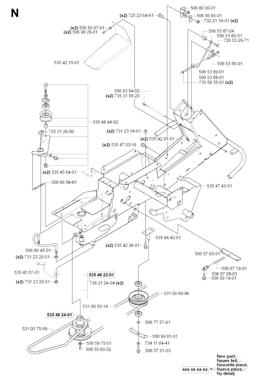 Chassis / Frame Diagram and Parts List for R18PRO (953521901)(2007-03) Husqvarna Lawn Tractor