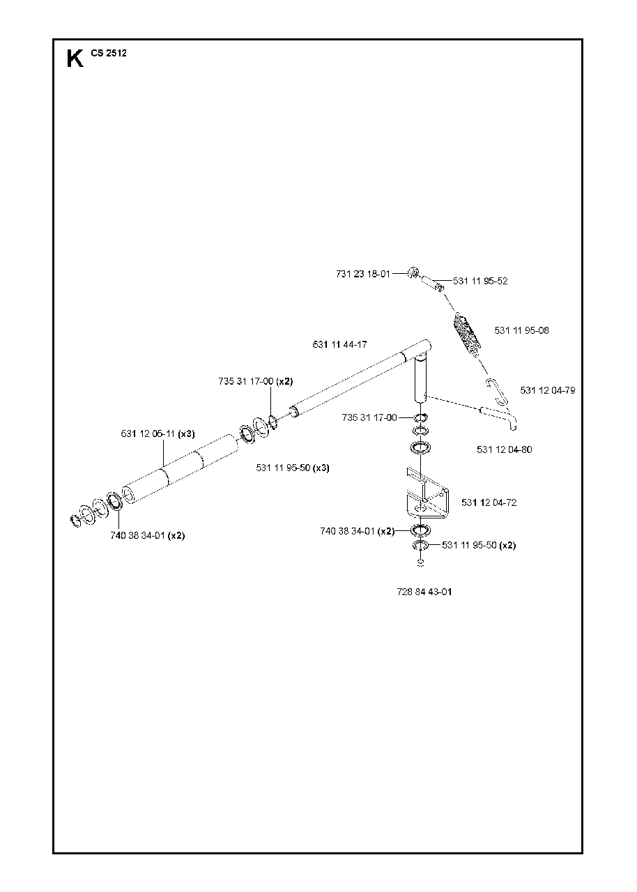 Shaft Diagram and Parts List for CS2512 (1301 & Above)(2013-04) Husqvarna Circular Saw
