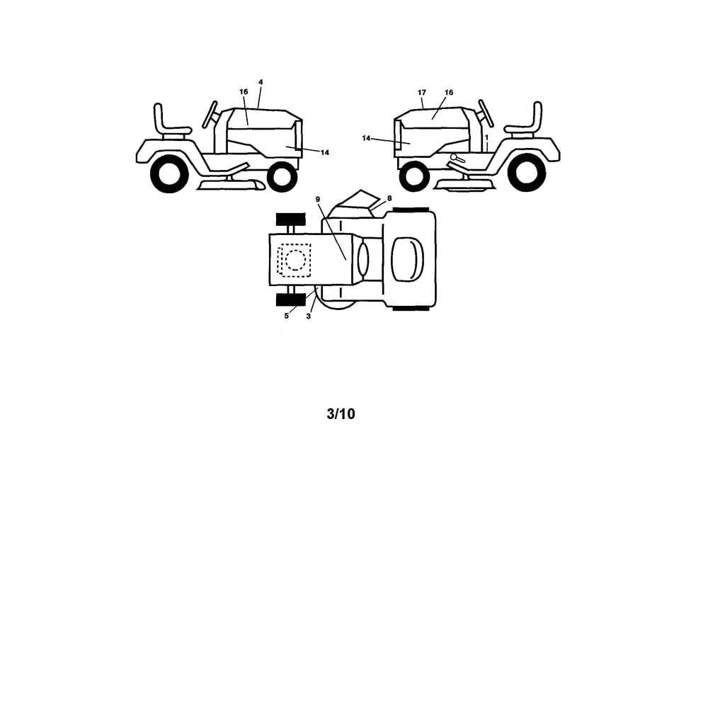 Decals Diagram and Parts List for 917289580  Husqvarna Lawn Tractor