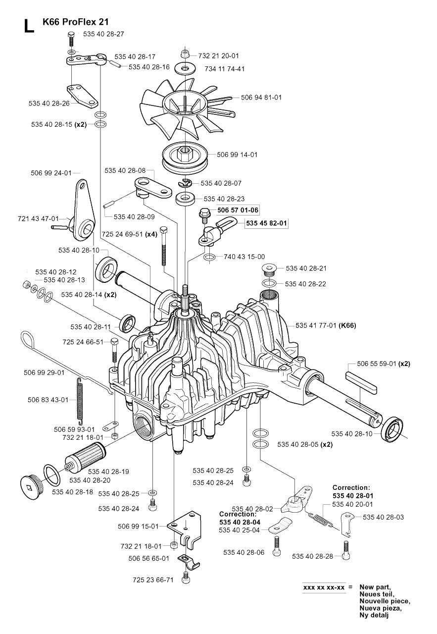 Transmission Diagram and Parts List for PF18 (953522401)(2004-06) Husqvarna Lawn Tractor