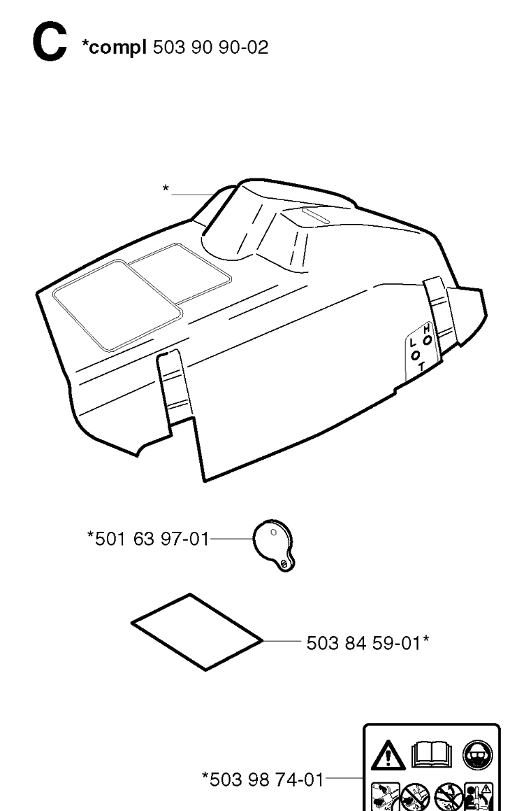 Cover Diagram and Parts List for 353 20023600001-20041199999 Husqvarna Chainsaw