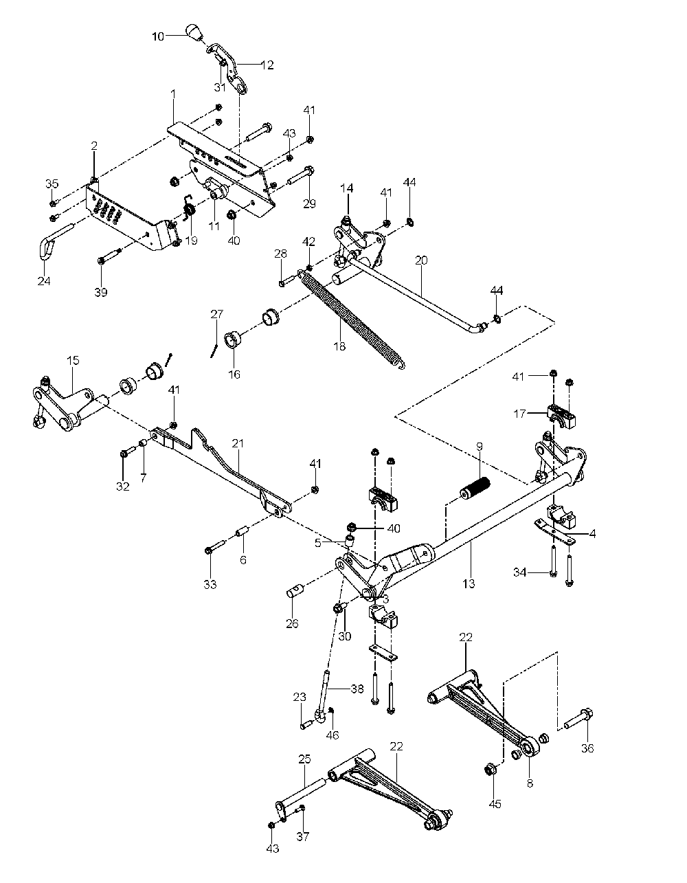 Mower Lift / Deck Lift Diagram and Parts List for P-ZT4822CA (966663801)(2011-11) Husqvarna Lawn Tractor