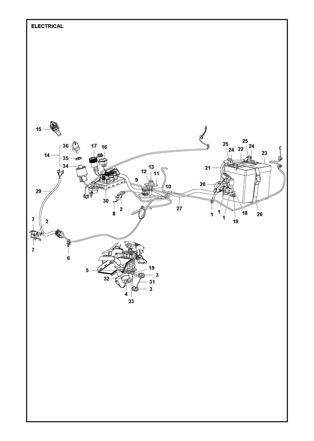 Electrical Diagram and Parts List for R316TXAWD 2022 Husqvarna Lawn Tractor