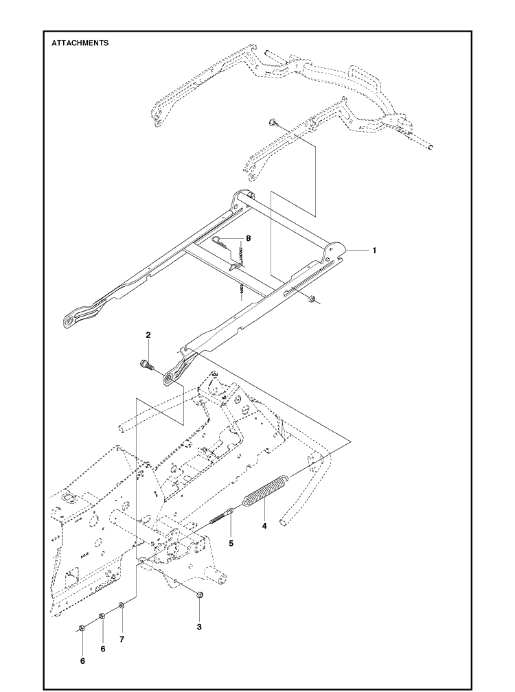 Attachments Diagram and Parts List for R214T AWD Husqvarna Lawn Mower