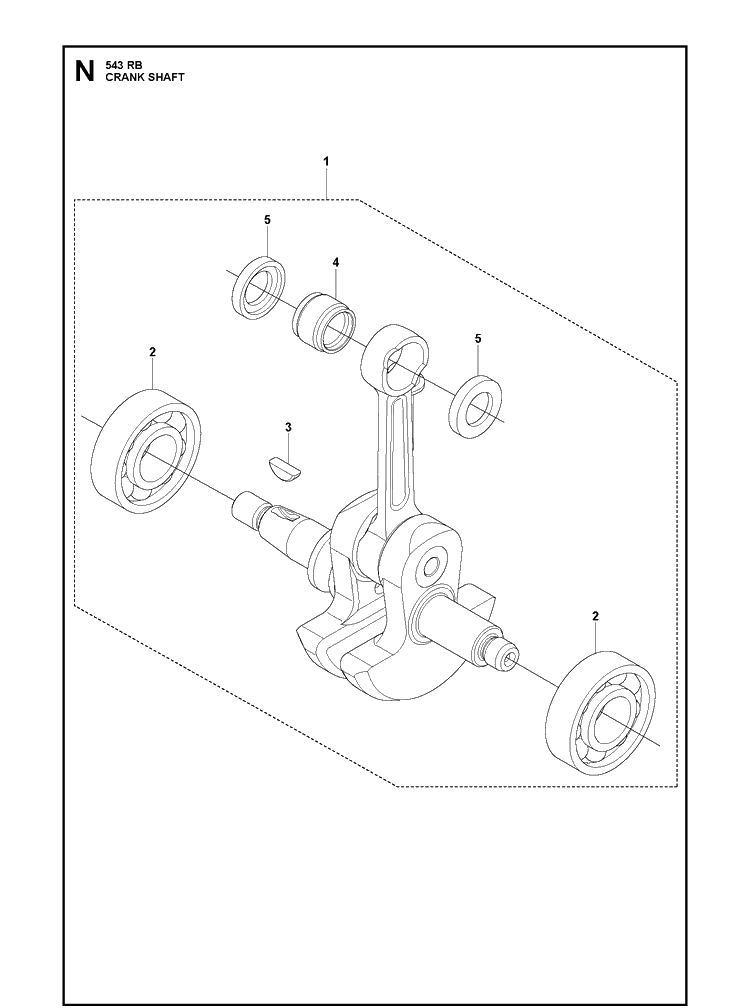 Crankshaft Diagram and Parts List for 543RB  Husqvarna Brush Cutter